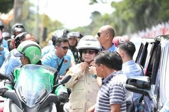 Prabowo Hadir Ditengah Ribuan Pengendara Ojol di Sirkuit Sentul