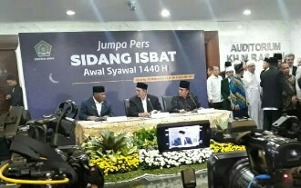 Sidang Isbat, Kemenag: 1 Syawal 1440 H Jatuh Pada Hari Rabu