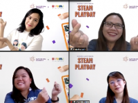 (Ki-Ka) Early Childhood Specialist, Co-founder dan Chief of Curriculum Officer Buumi Playscape - Talla Aryanto, Principal Sampoerna Academy Sentul - Frida Dwiyanti, Guru Sampoerna Academy - Cynthia Wijaya dan Novita Rachim berfoto bersama dalam acara virtual Sampoerna Academy “STEAM PLAYDAY” bersama Buumi Playscape, dalam rangka memperingati Hari Anak Nasional