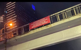 May Day 2024 Ditemukan Spanduk Misterius Sepanjang Jalan Gatot Subroto