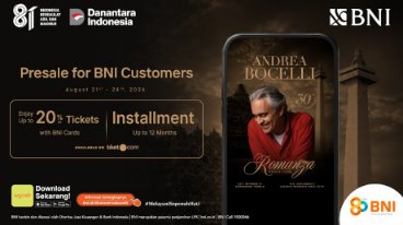 BNI Manjakan Nasabah, Tiket Konser Andrea Bocelli Bisa Dicicil hingga 12 Bulan